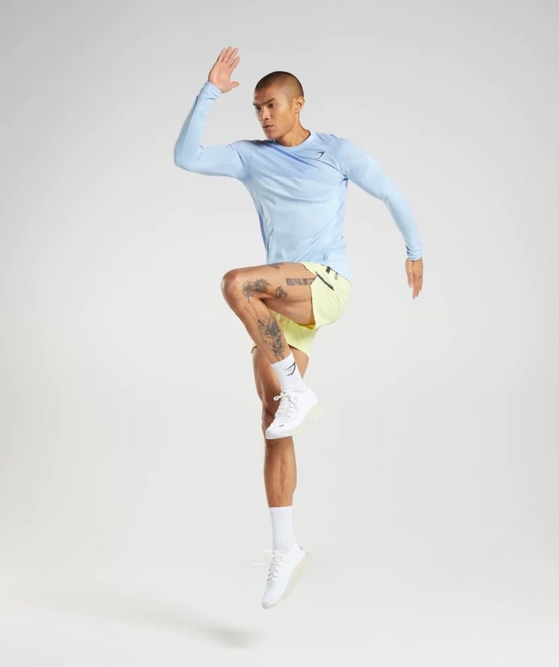 Men's Gymshark Apex Seamless Long Sleeve T-Shirts Light Blue | NZ 1ODHSK